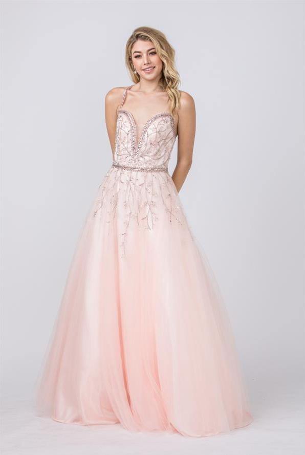 Long Formal Spaghetti Straps Evening Prom Ball Gown - The Dress Outlet