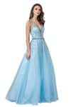 Long Formal Spaghetti Straps Evening Prom Ball Gown - The Dress Outlet