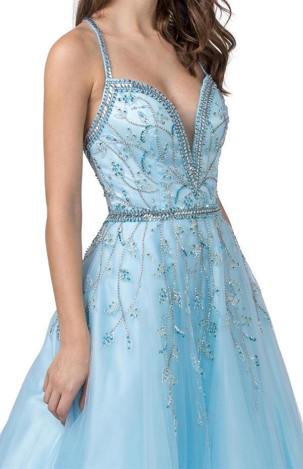 Long Formal Spaghetti Straps Evening Prom Ball Gown - The Dress Outlet