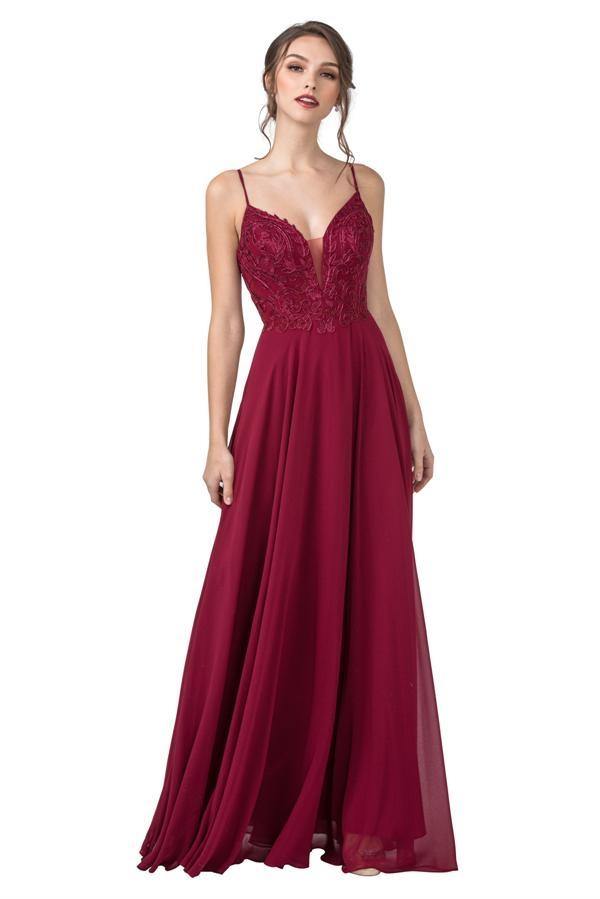 Long Formal Spaghetti Straps Evening Prom Dress - The Dress Outlet