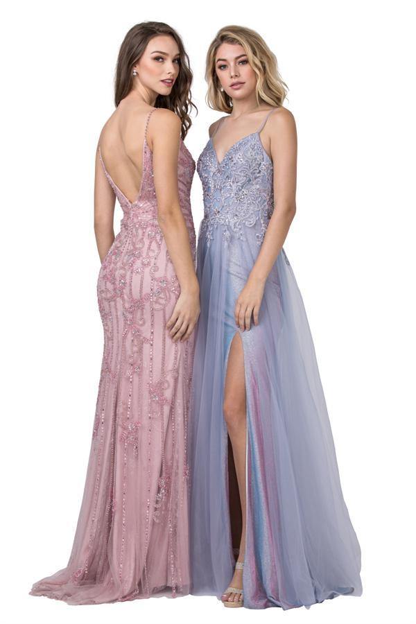 Long Formal Spaghetti Straps Evening Prom Dress - The Dress Outlet