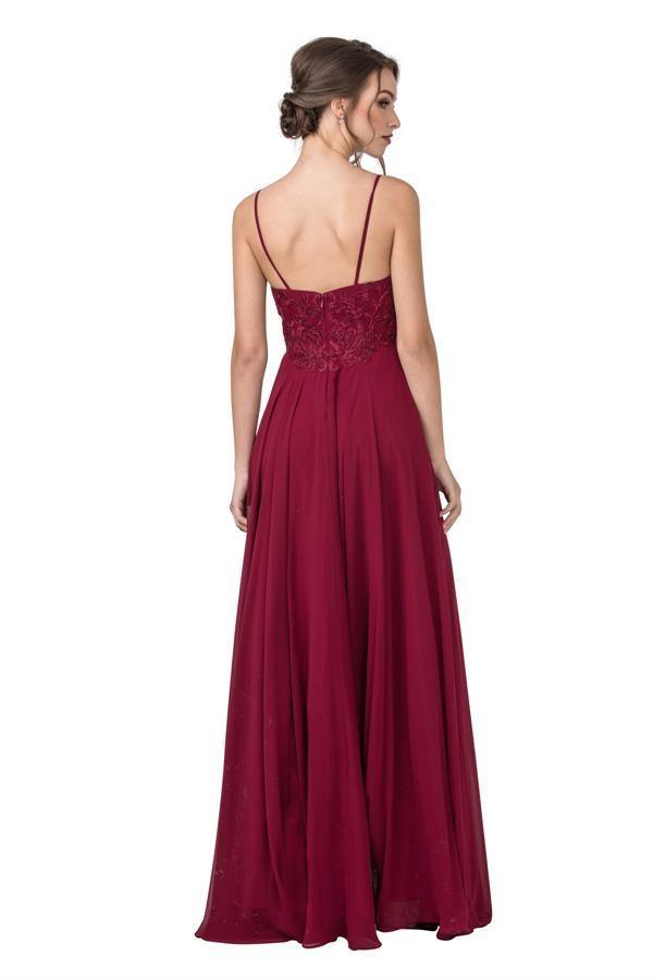 Long Formal Spaghetti Straps Evening Prom Dress - The Dress Outlet