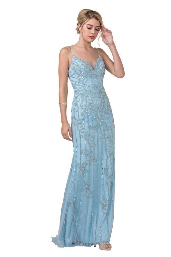 Long Formal Spaghetti Straps Evening Prom Dress - The Dress Outlet