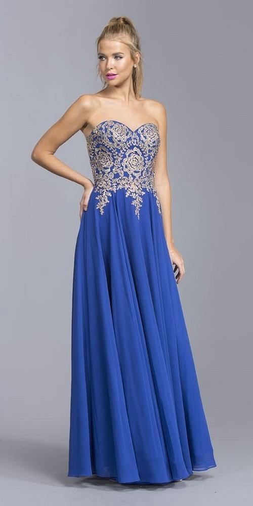 Long Formal Strapless Evening Prom Dress - The Dress Outlet