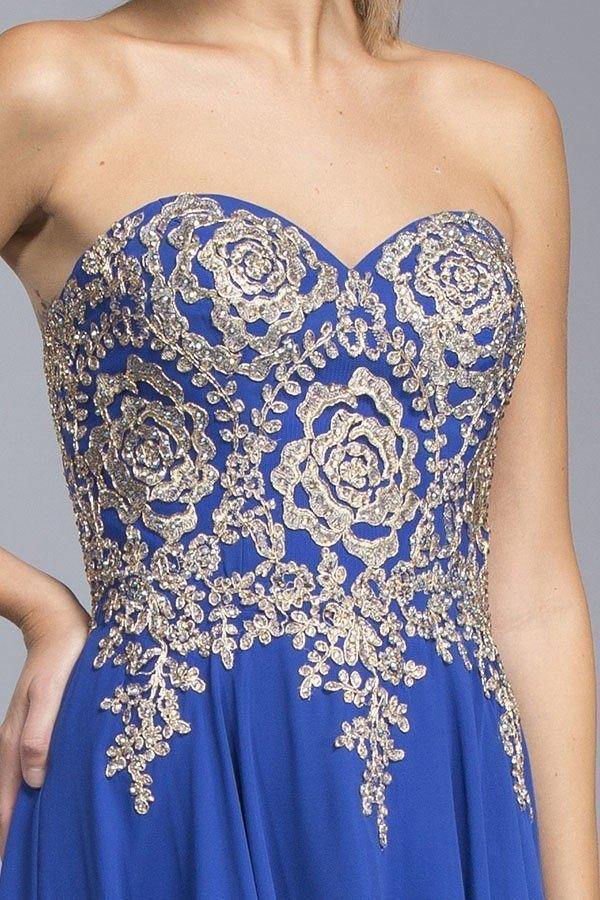 Long Formal Strapless Evening Prom Dress - The Dress Outlet