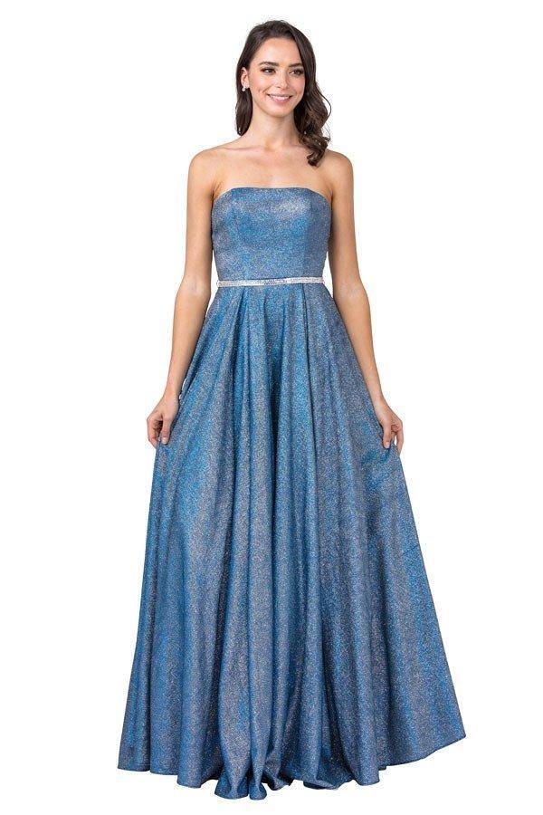 Long Formal Strapless Glitter Evening Prom Ball Gown - The Dress Outlet