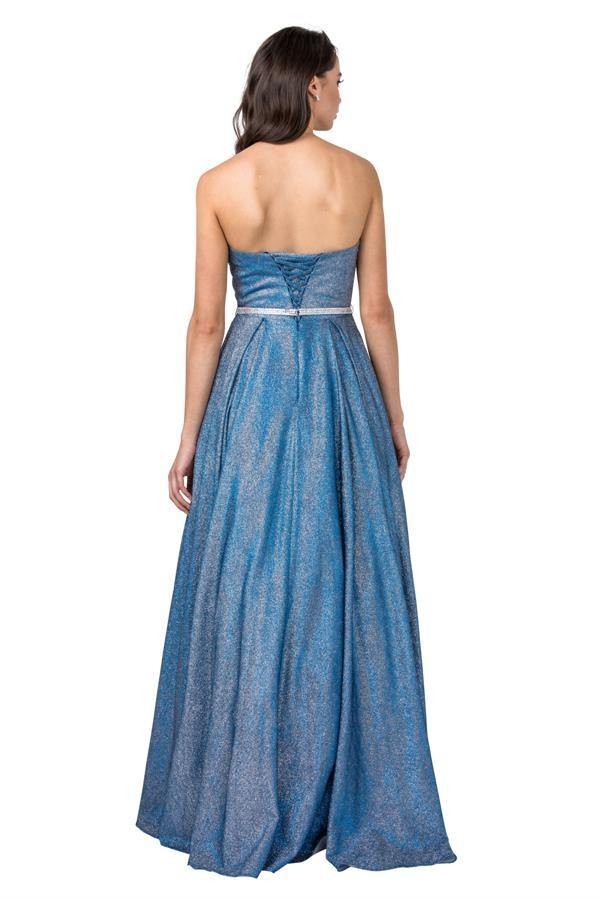 Long Formal Strapless Glitter Evening Prom Ball Gown - The Dress Outlet