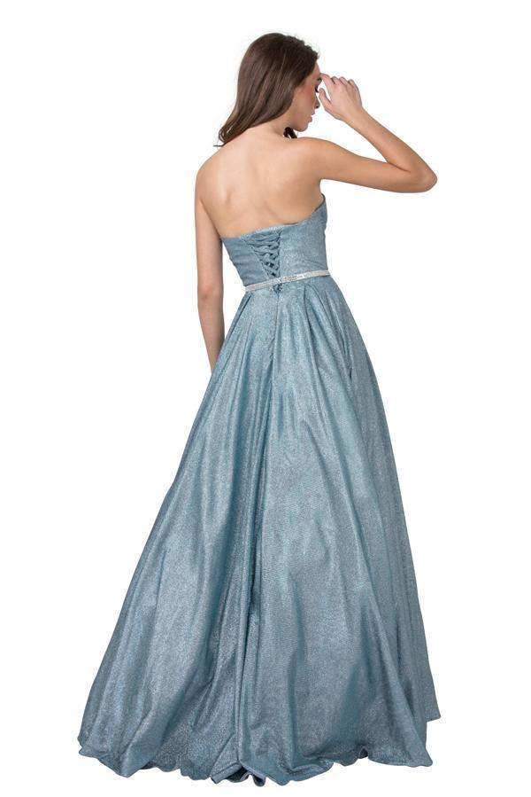 Long Formal Strapless Glitter Evening Prom Ball Gown - The Dress Outlet