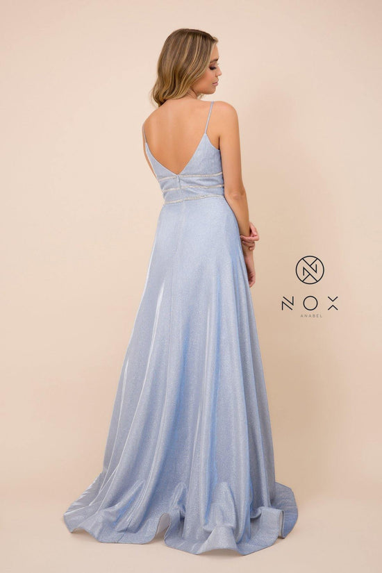 Light Blue Long Glitter Dress With Beaded Waistband for $119.99 – The ...