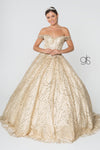 Long Glitter Mesh Quinceanera Dress - The Dress Outlet Elizabeth K