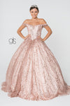 Long Glitter Mesh Quinceanera Dress - The Dress Outlet Elizabeth K