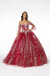 Long Glitter Mesh Quinceanera Dress - The Dress Outlet Elizabeth K