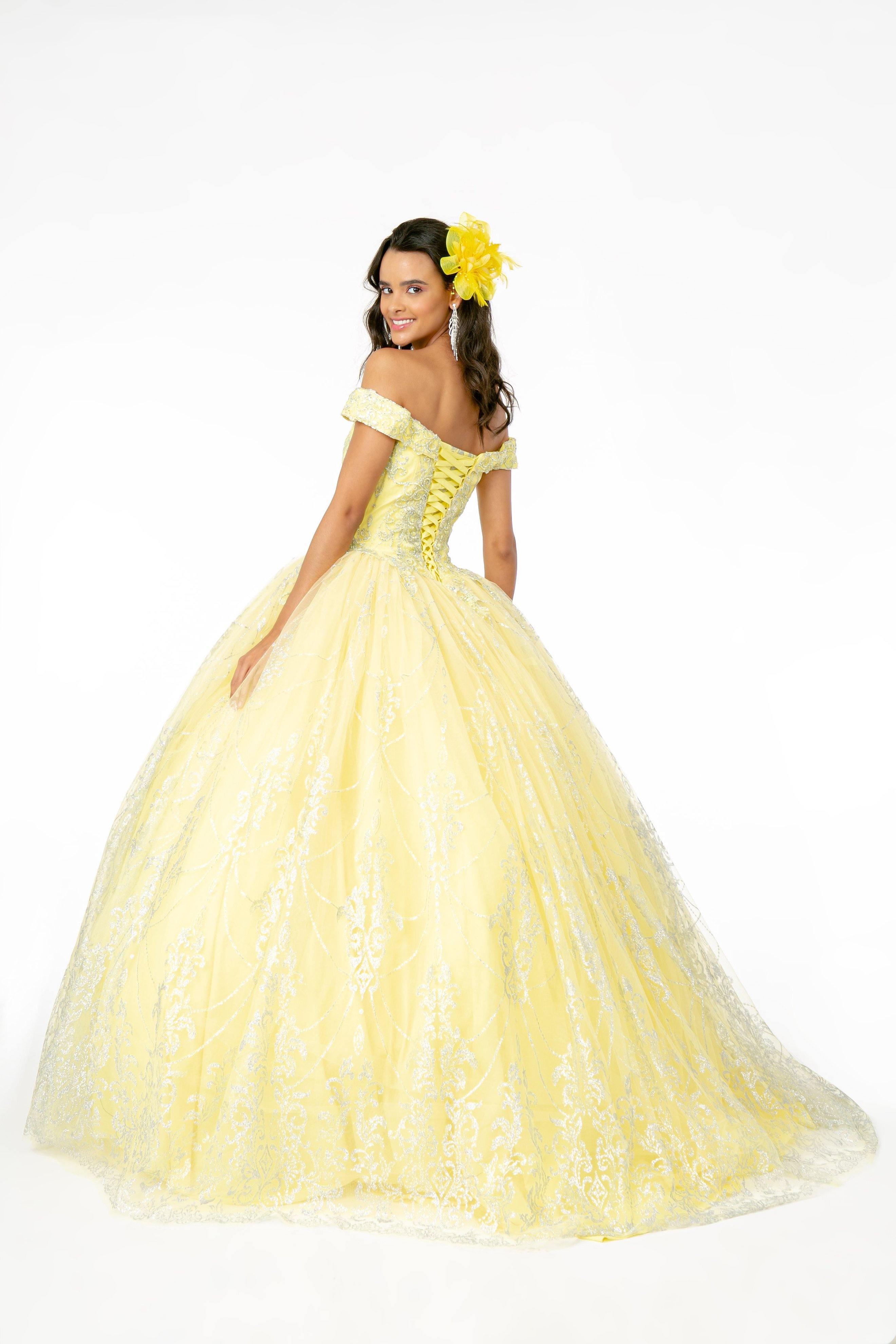 beauty and the beast yellow quinceanera dress