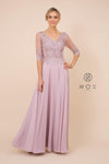 Long Gown With Applique Bodice Formal Dress - The Dress Outlet Nox Anabel