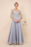 Long Gown With Applique Bodice Formal Dress - The Dress Outlet Nox Anabel