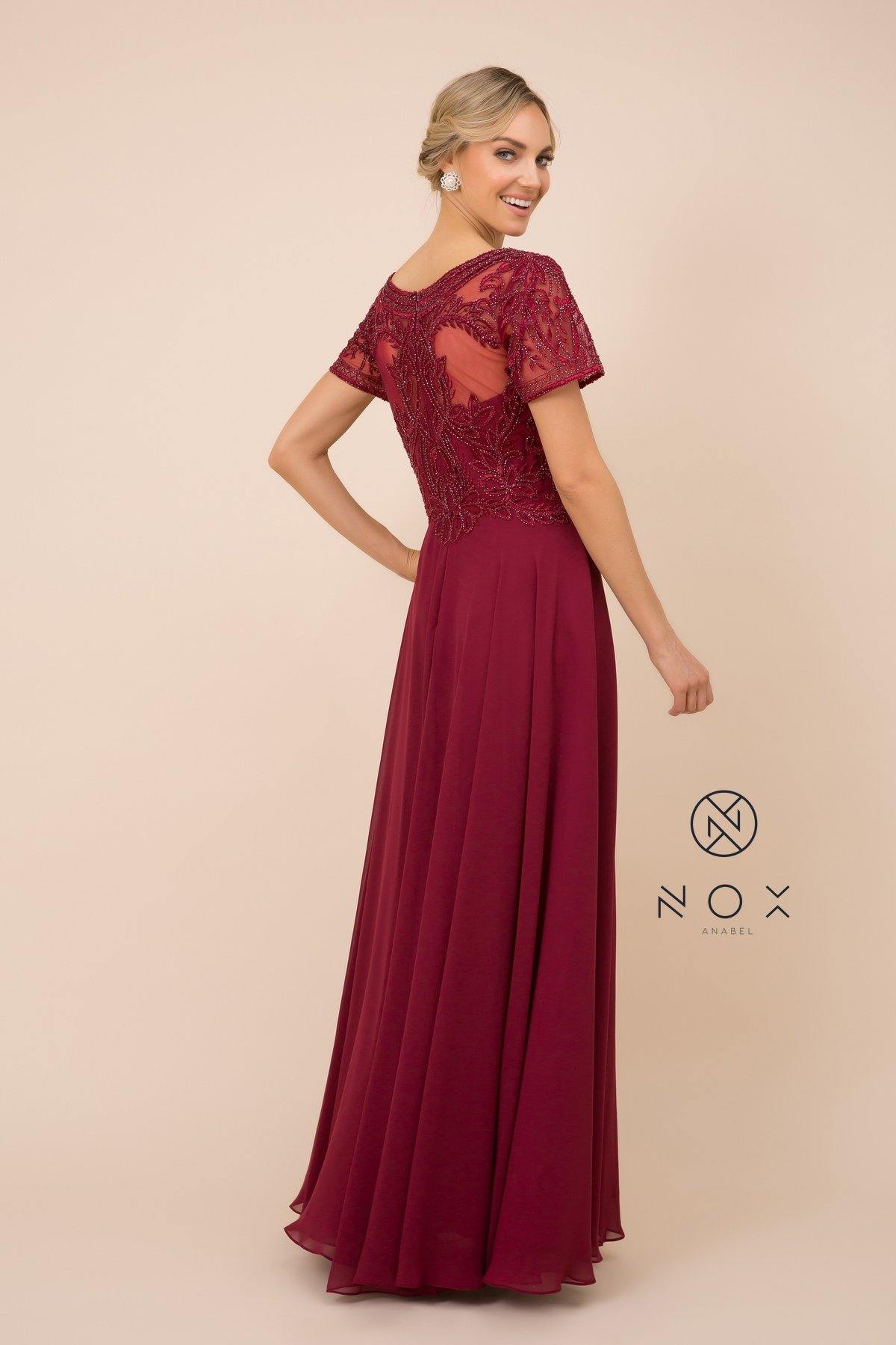 Long Gown With Appliqued Bodice Formal Dress - The Dress Outlet Nox Anabel