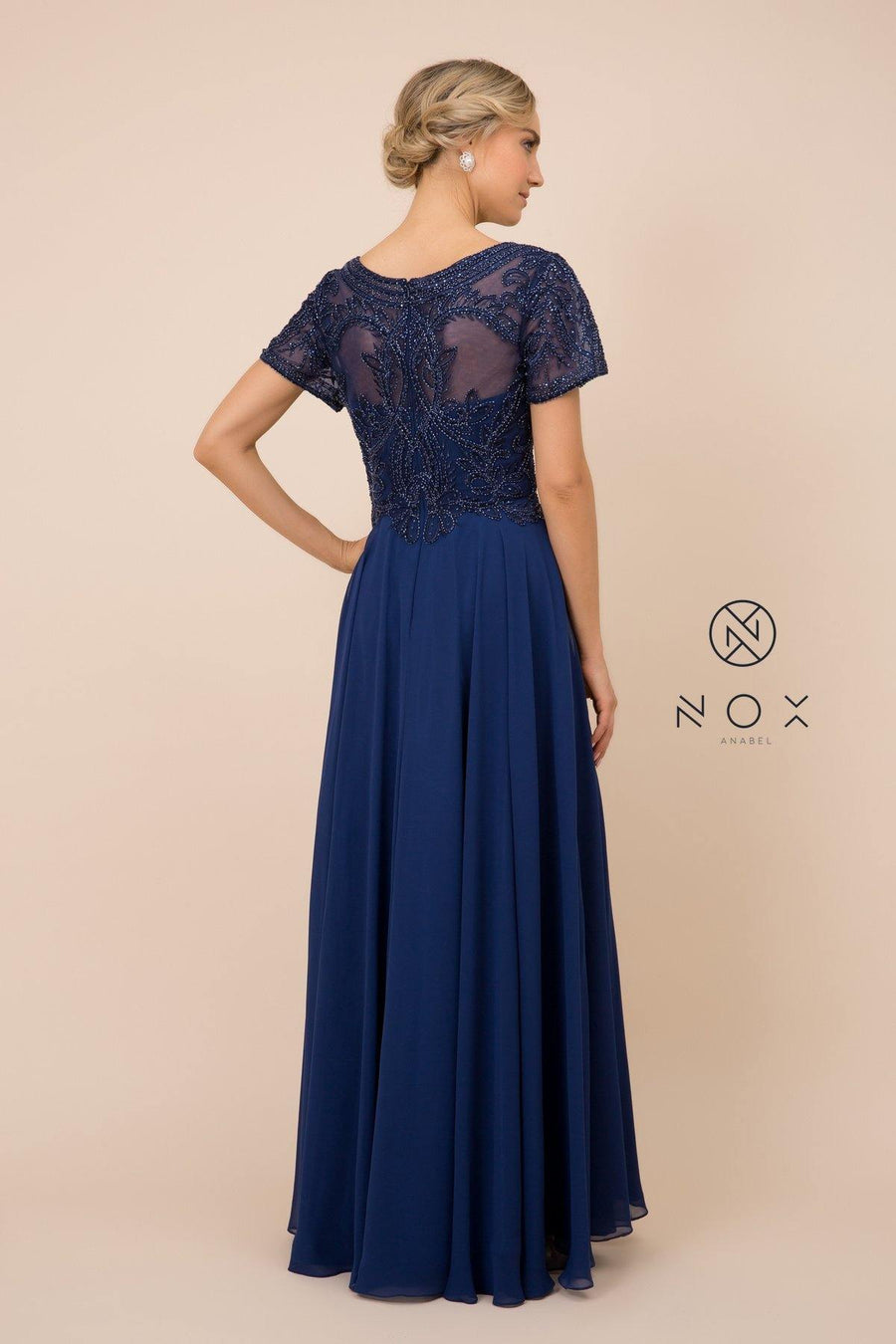 Long Gown With Appliqued Bodice Formal Dress - The Dress Outlet Nox Anabel