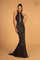 Long Halter Evening Prom Black Tie Dress - The Dress Outlet Elizabeth K