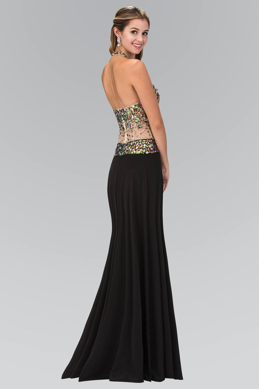 Long Halter Prom Formal  Dress with Side Slit - The Dress Outlet Elizabeth K