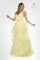 Long Halter V Neck Ruffled Prom Dress Evening Gown Lemon