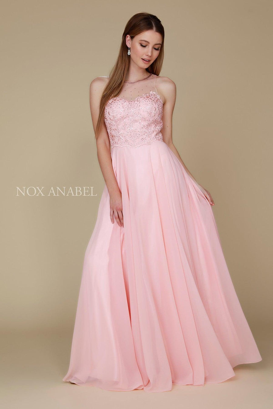 Long High Neck Formal Bridesmaid Dress - The Dress Outlet