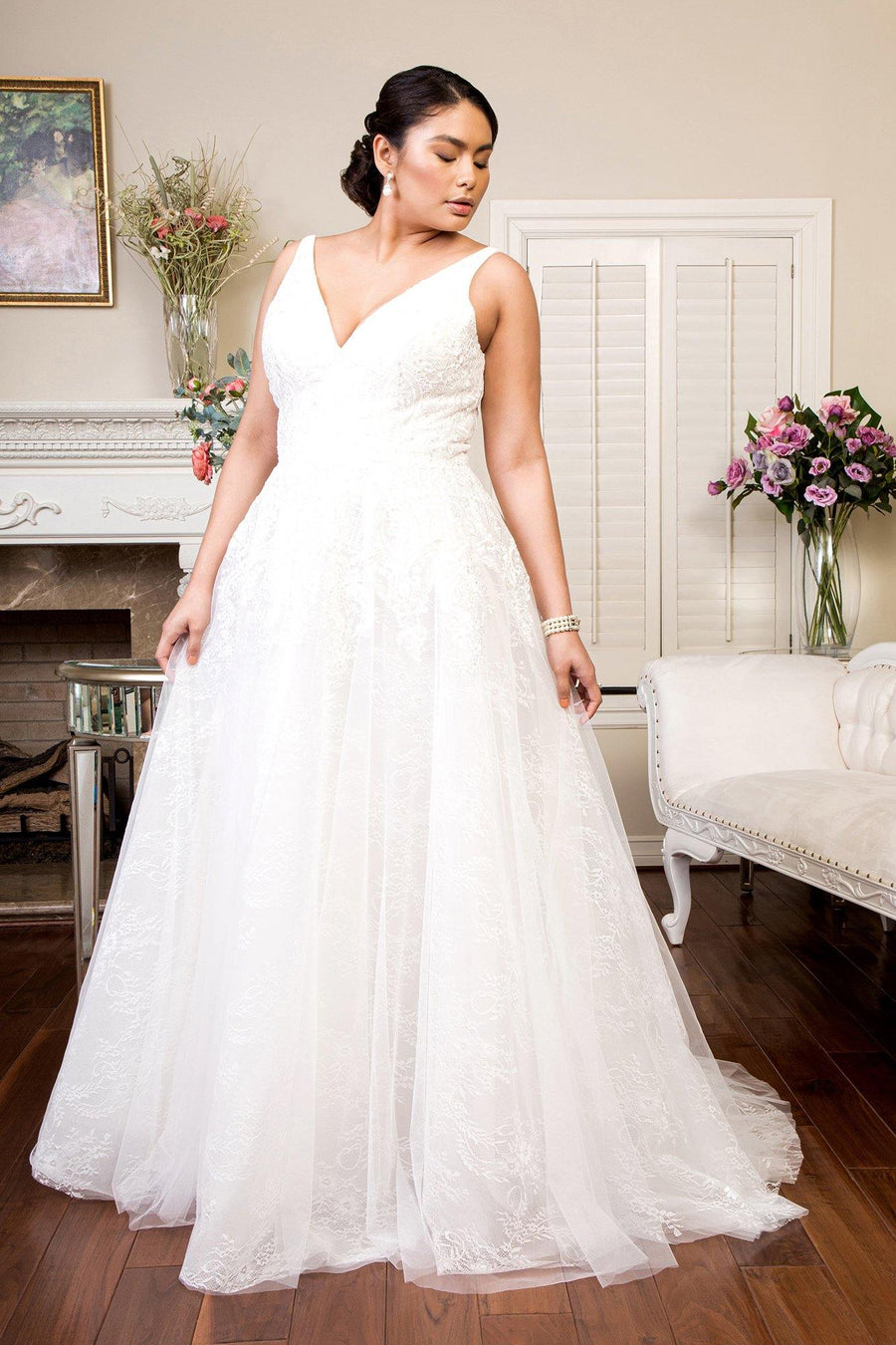 Long Ivory Wedding Gown - The Dress Outlet