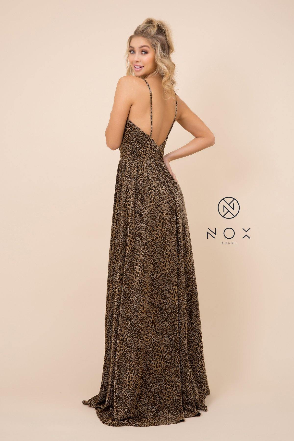 Long Leopard Print Prom Dress Evening Gown - The Dress Outlet Nox Anabel