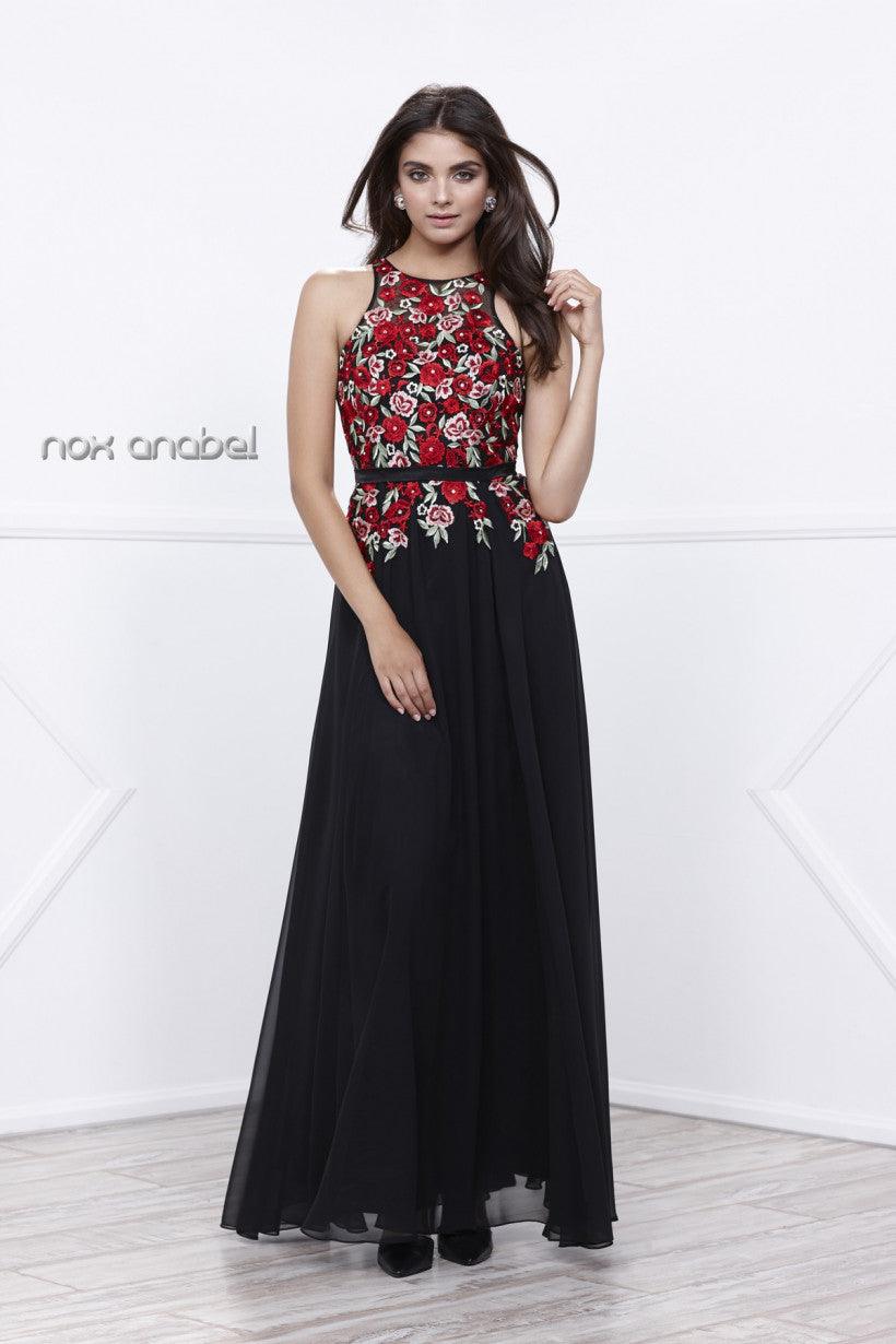 Long Low Back Formal Prom Dress Gown - The Dress Outlet Nox Anabel