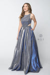 Long Metallic A Line Prom Dress Formal Evening Gown - The Dress Outlet Nox Anabel