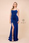 Long Metallic Dress With Corset Back Prom Gown - The Dress Outlet Nox Anabel