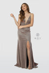 Long Metallic Open Back Prom Dress Evening Gown - The Dress Outlet Nox Anabel