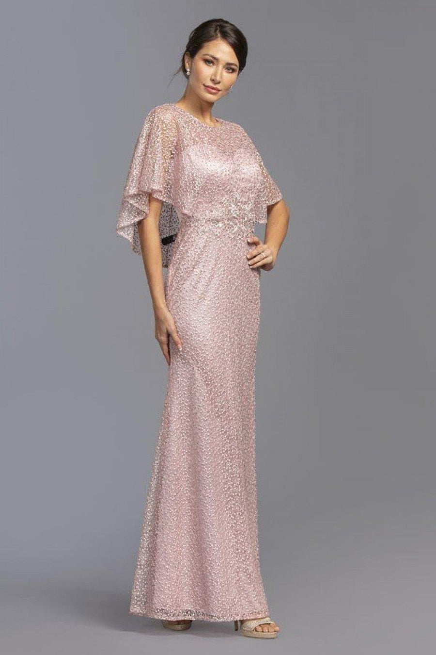 Long Mother of Bride Dress with Cape - The Dress Outlet ASpeed