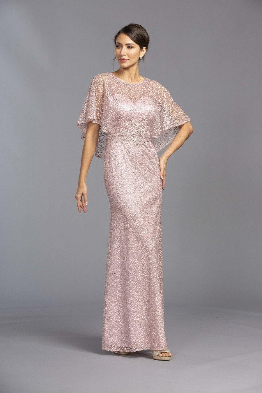 Long Mother of Bride Dress with Cape - The Dress Outlet ASpeed