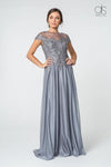 Long Mother of the Bride Lace Chiffon Dress Formal Silver