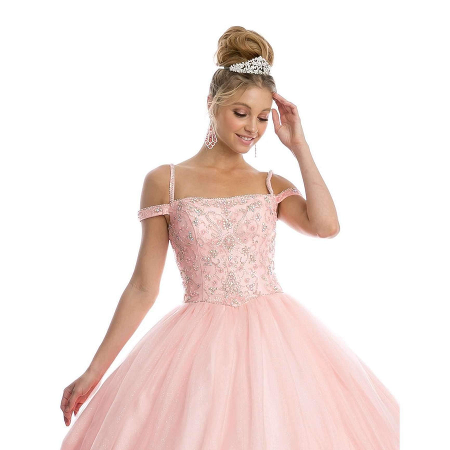 Long Off Shoulder Quinceanera Dress  Ball Gown - The Dress Outlet Juliet