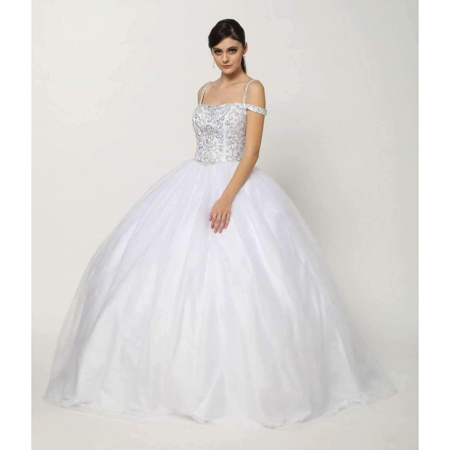 Long Off Shoulder Quinceanera Dress  Ball Gown - The Dress Outlet Juliet