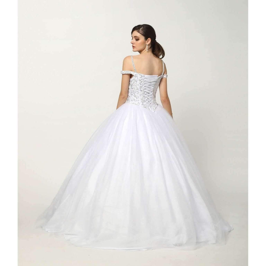 Long Off Shoulder Quinceanera Dress  Ball Gown - The Dress Outlet Juliet