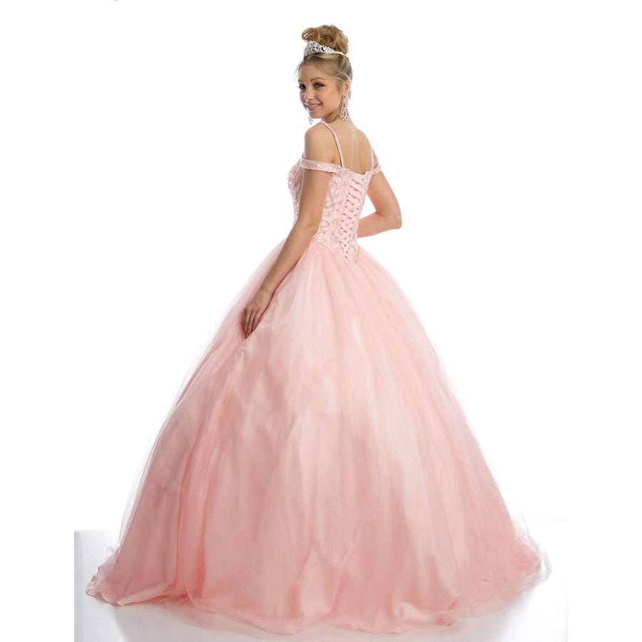 Long Off Shoulder Quinceanera Dress  Ball Gown - The Dress Outlet Juliet