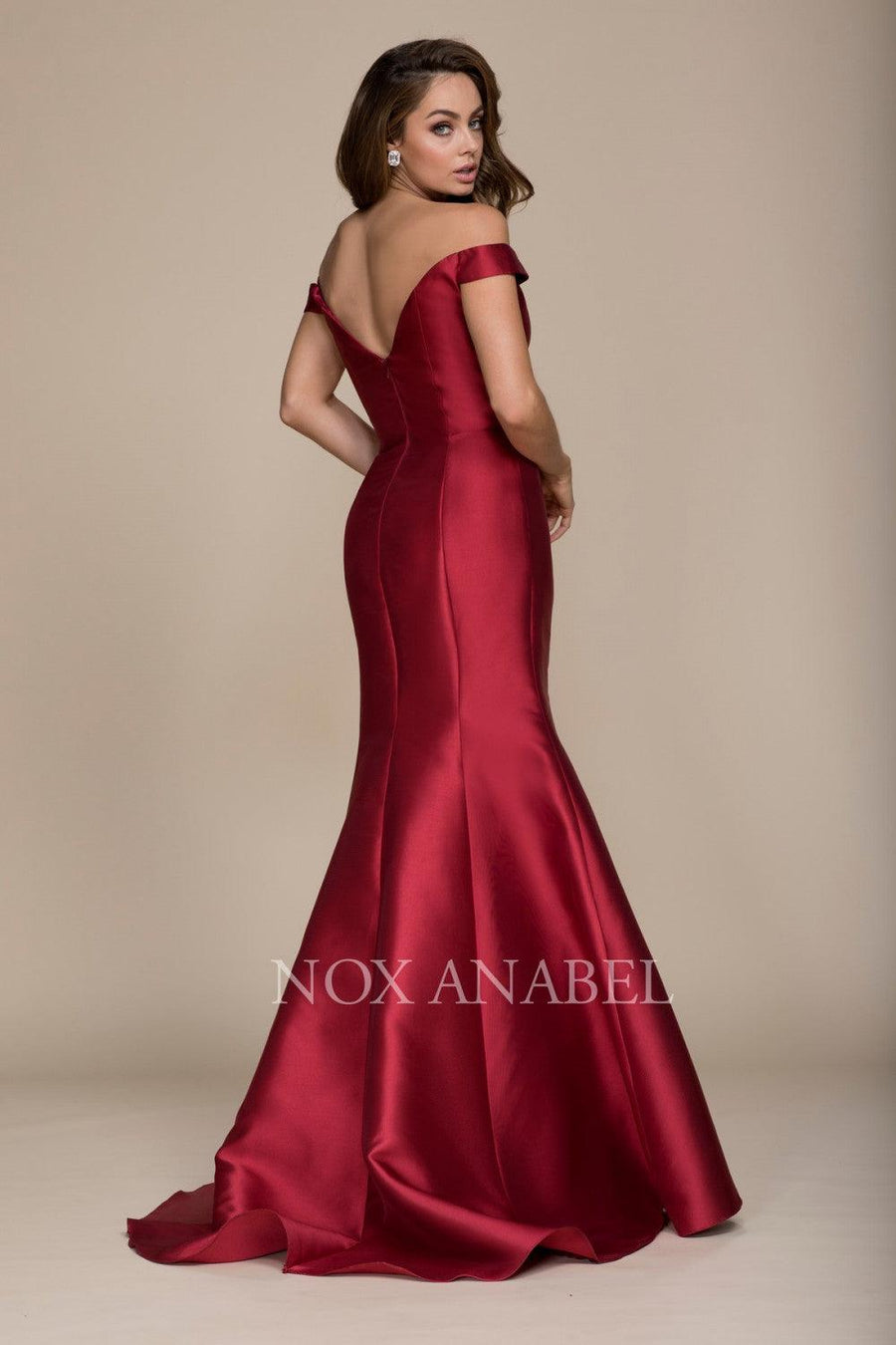 Long Off The Shoulder Fitted Formal Prom Dress Evening Gown - The Dress Outlet Nox Anabel