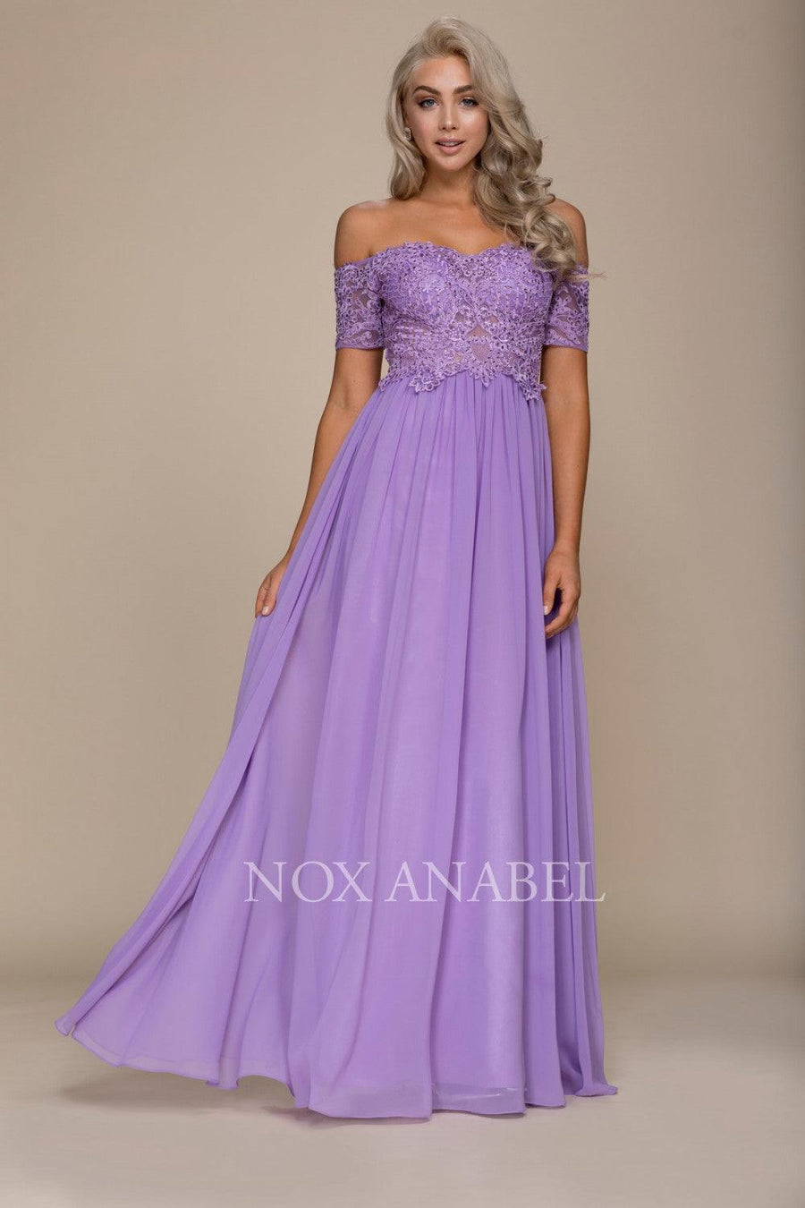 Long Off The Shoulder Prom Dress - The Dress Outlet Nox Anabel