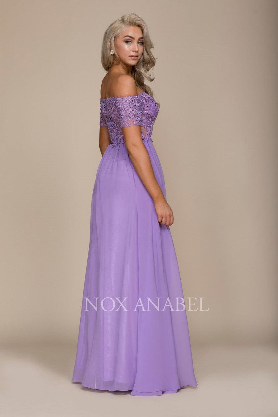 Long Off The Shoulder Prom Dress - The Dress Outlet Nox Anabel