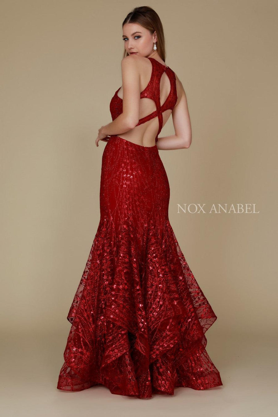 Long Open Back Formal Prom Dress Evening Gown - The Dress Outlet Nox Anabel