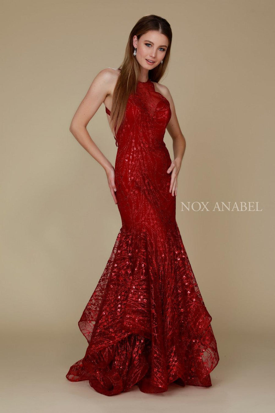 Long Open Back Formal Prom Dress Evening Gown - The Dress Outlet Nox Anabel