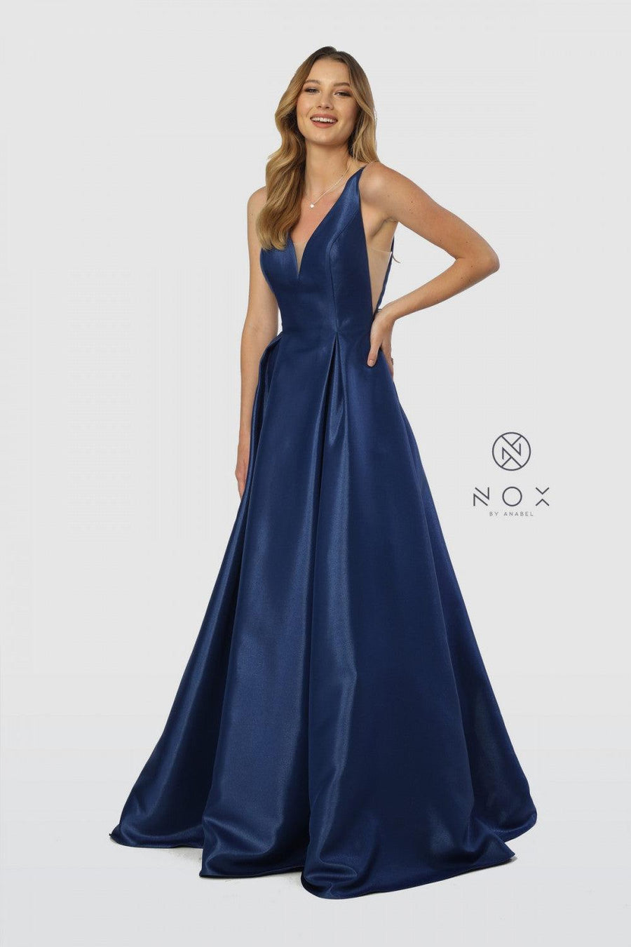 Long Open Back Prom Dress Evening Gown with Pockets - The Dress Outlet Nox Anabel