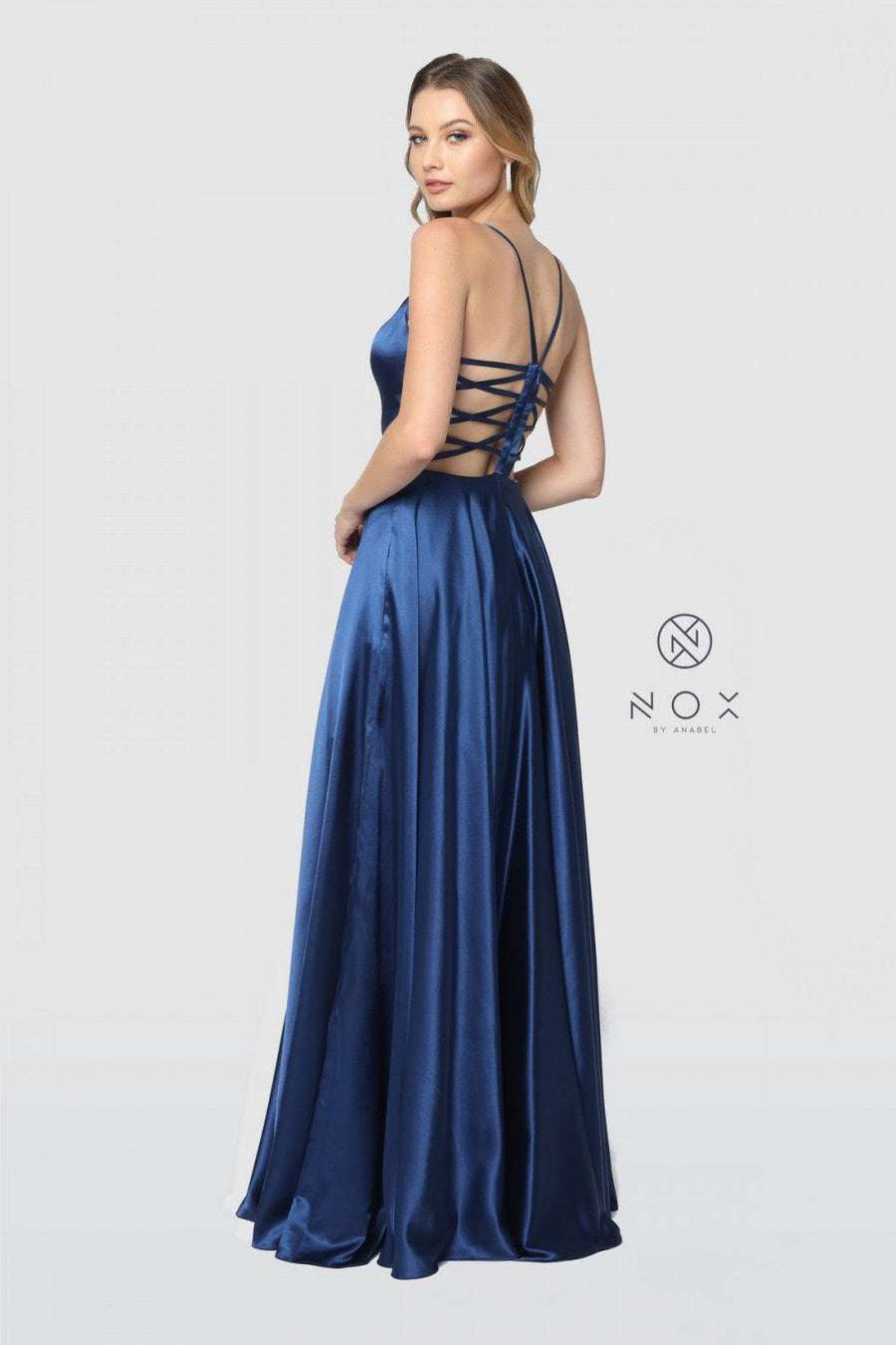 Long Open Back Prom Dress Evening Gown with Pockets - The Dress Outlet Nox Anabel