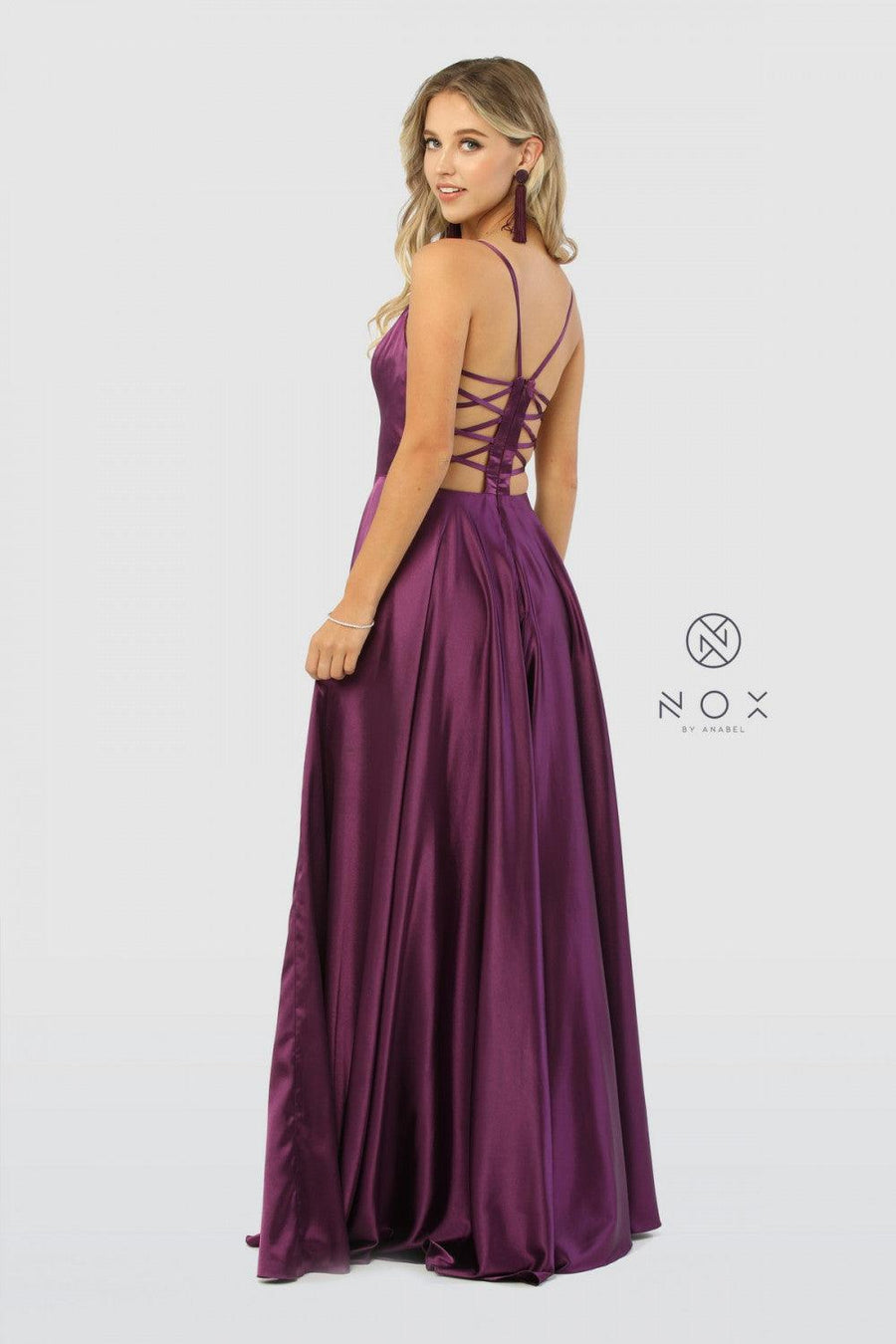 Long Open Back Prom Dress Evening Gown with Pockets - The Dress Outlet Nox Anabel