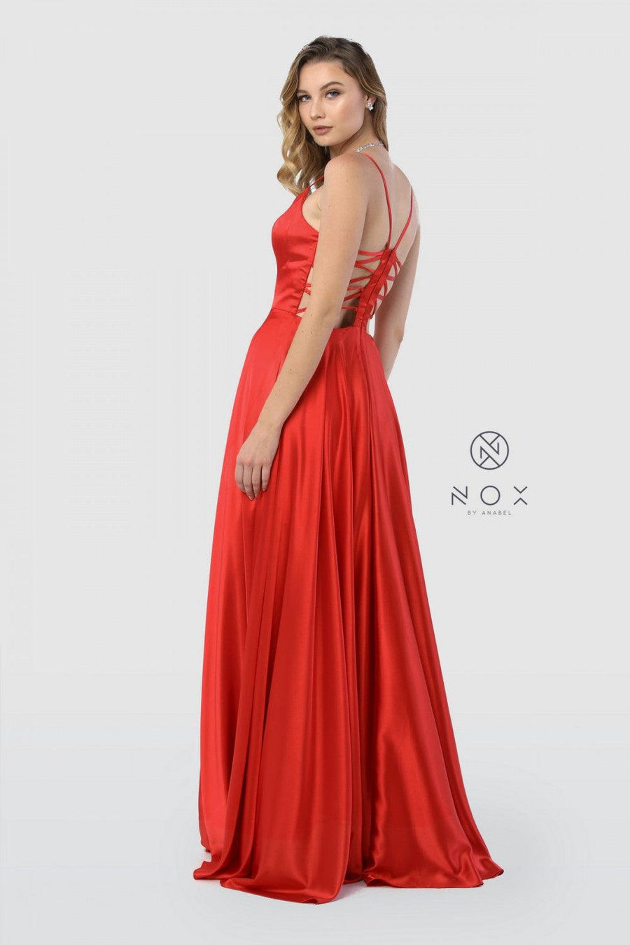 Long Open Back Prom Dress Evening Gown with Pockets - The Dress Outlet Nox Anabel