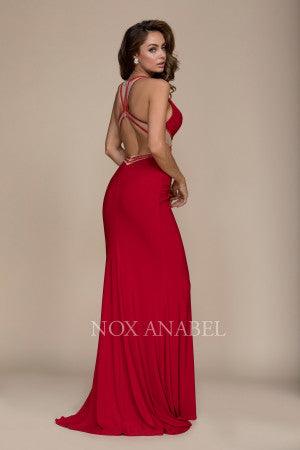 Long Open Back Side Prom Dress Evening Gown - The Dress Outlet Nox Anabel