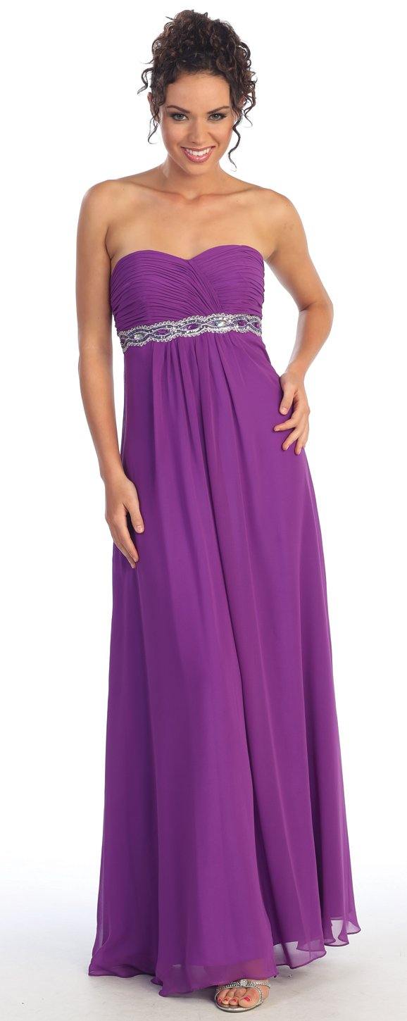 Long Prom Dress Accented with Jewel - The Dress Outlet Elizabeth K