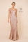 Long Prom Dress Sequin Print Trumpet Gown Rose Gold